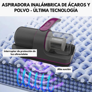 ASPIRADORA ANTIACAROS CON LUZ ULTRAVIOLETA DESINFECTANTE RECARGABLE DE MANO